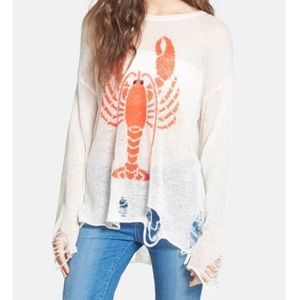 Wildfox Lobster Lennon Sweater destroyed knit